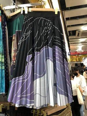 Autumn Dye Tie Gradient Thick Long Pleated Skirt A-line Vintage Pleated Long Skirts