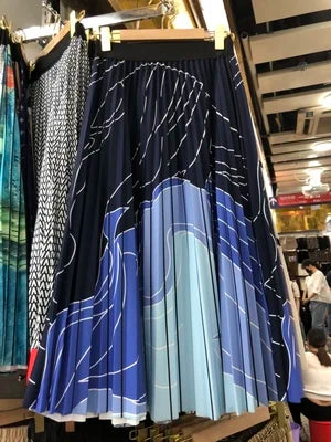 Autumn Dye Tie Gradient Thick Long Pleated Skirt A-line Vintage Pleated Long Skirts