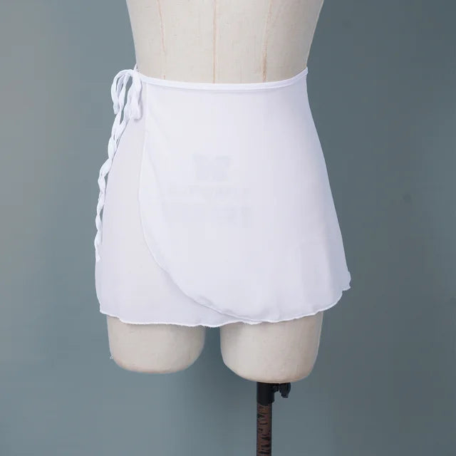 Women Chiffon Lace-up Wrap Skirts Ballet Lyrical Dancewear Summer Females Solid Miniskirts Casual Clothes for Dance Training