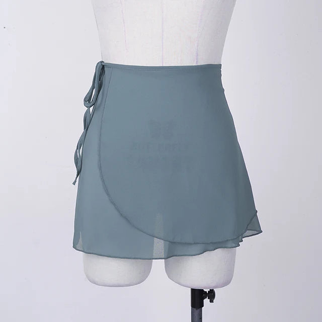 Women Chiffon Lace-up Wrap Skirts Ballet Lyrical Dancewear Summer Females Solid Miniskirts Casual Clothes for Dance Training